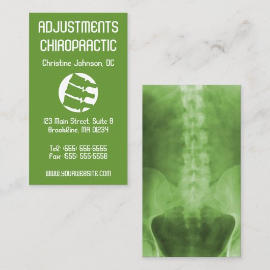 Cartes de visite verticaux de chiropractie d'art (Devant / Derrière)