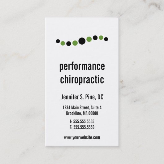 Cartes de visite verticaux de chiropractie de (Devant)