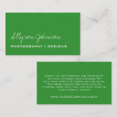 Cartes de visite verts (Devant / Derrière)