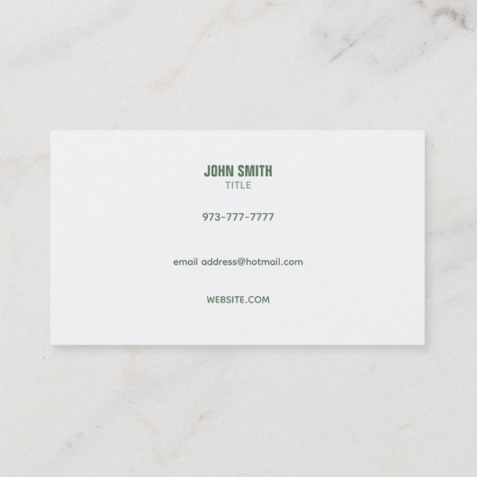 Cartes de visite verts (Dos)