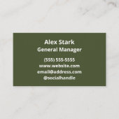 Cartes de visite verts Avocado solide (Devant)
