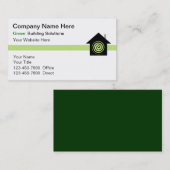 Cartes de visite verts de bâtiment (Devant / Derrière)