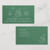 Cartes de visite verts de professeur de Sciences (Devant / Derrière)