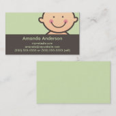 Cartes de visite verts et Brown de visage de bébé (Devant / Derrière)