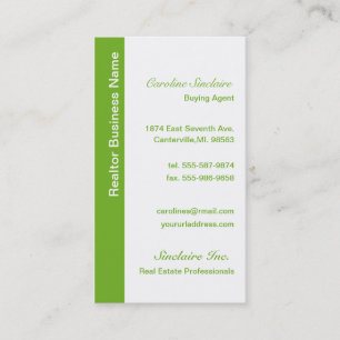 Cartes de visite verts frais d'agent immobilier