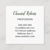 Cartes de visite verts minimalistes manuscrits à (Dos)