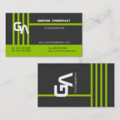 Cartes de visite verts personnalisés modernes (Devant / Derrière)