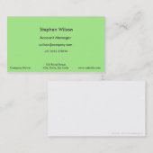 Cartes de visite verts simples couleur simple (Devant / Derrière)