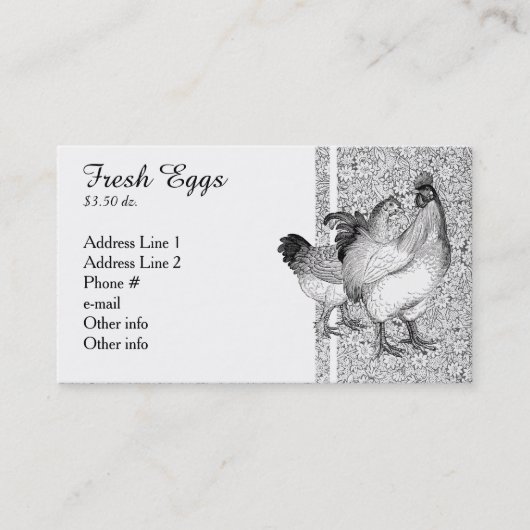 Cartes de visite vintages de poulets (Devant)