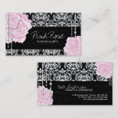 Cartes de visite vintages de roses de damassé (Devant / Derrière)