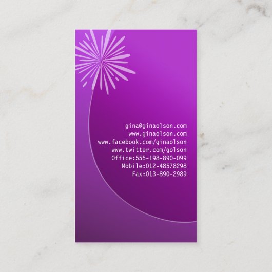 Cartes de visite violets du monogramme d'éclatemen (Dos)