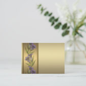 Cartes de visite violettes et or (Debout devant)