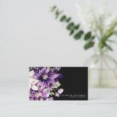 Cartes de visite violettes florales noires de prem (Debout devant)