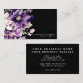 Cartes de visite violettes florales noires de prem (Devant / Derrière)