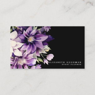 Cartes de visite violettes florales noires de prem