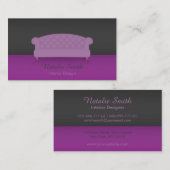 Cartes de visite violettes pour design d'intérieur (Devant / Derrière)