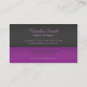 Cartes de visite violettes pour design d'intérieur (Dos)