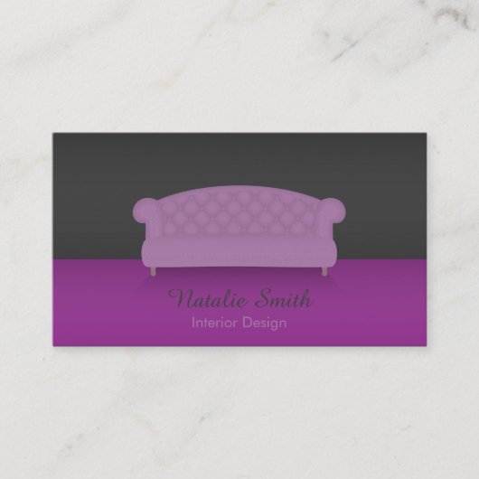 Cartes de visite violettes pour design d'intérieur (Devant)