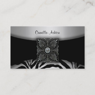 Cartes de visite Zèbre Argent et Noir
