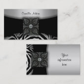 Cartes de visite Zèbre noir et argent (Devant / Derrière)