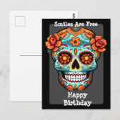 Cartes de vœu d'anniversaire Crâne de Sucre (Devant / Derrière)
