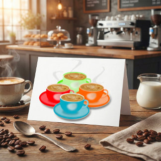 Cartes de vœux 4 tasses de café