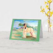 Cartes de voeux Afghanistan Hound (Fleur jaune)