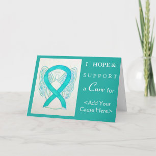 Cartes de voeux Angel turquoise de sensibilisation