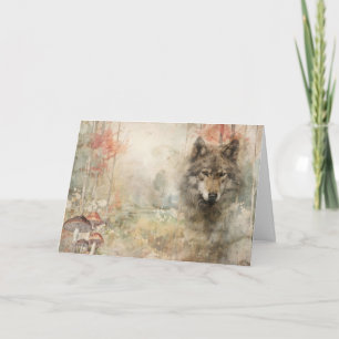 Cartes de vœux Animaux fauniques loup artistique