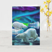 Cartes de voeux arctiques d'ours blancs et d'art (Fleur jaune)