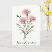 Cartes de vœux aux œillets de janvier (Fleur jaune)