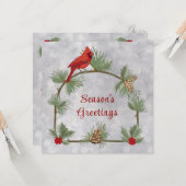 Cartes de vœux aux pinsons des neiges et pins de P (Devant/Arrière en situation)