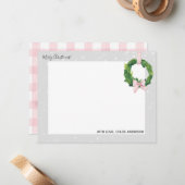 Cartes de voeux avec couronne en gingham pour les (Devant/Arrière en situation)