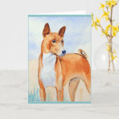 Cartes de voeux Basenji (Fleur jaune)