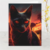 Cartes de vœux Black Cat (Fleur jaune)
