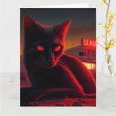 Cartes de vœux Black Cat (Fleur jaune)