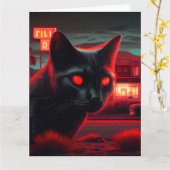 Cartes de vœux Black Cat (Fleur jaune)