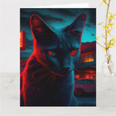 Cartes de vœux Black Cat (Fleur jaune)