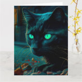 Cartes de vœux Black Cat (Fleur jaune)