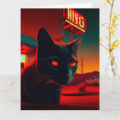 Cartes de vœux Black Cat (Fleur jaune)