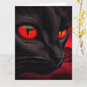 Cartes de vœux Black Cat (Fleur jaune)