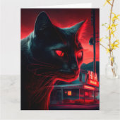 Cartes de vœux Black Cat (Fleur jaune)