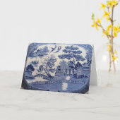 Cartes de voeux bleu saule pour ramener le passé (Fleur jaune)