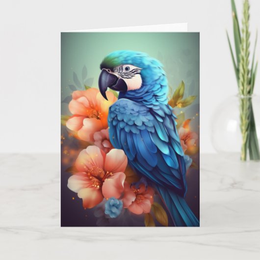 Cartes de vœux Blue Parrot (Devant)