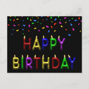 Cartes de vœux bougies anniversaire confettis arc-