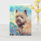Cartes de voeux Cairn Terrier (Fleur jaune)