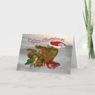 Cartes de voeux Cajun Christmas Père Noël Gator