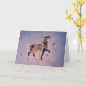 Cartes de voeux - cheval 2 de carrousel de (Fleur jaune)