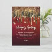 Cartes de vœux chic rouge or gouttes Noël nouvel a (Debout devant)