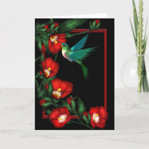 Cartes de voeux colibri hibiscus